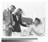 Actress Cybill Shepherd with Bert VeRelle and Richard Wise on a boat